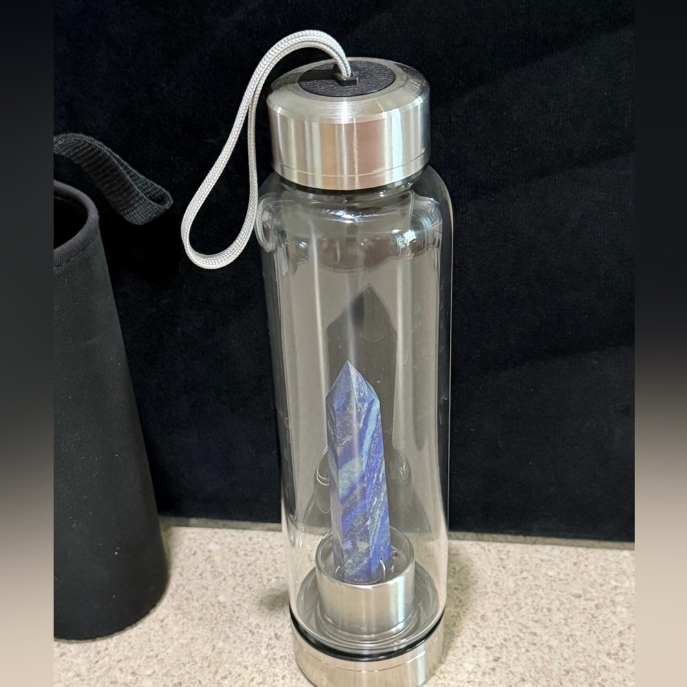 Lapis Lazuli crystal glass water bottle